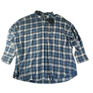 Levi's Lightweight Flannel Blue Plaid Shirt Women Plus Size 3XL Relaxed Fit NWT